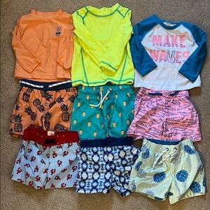Lot of Baby Boy Swimsuits and Rash Guards